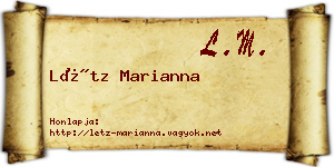 Létz Marianna névjegykártya